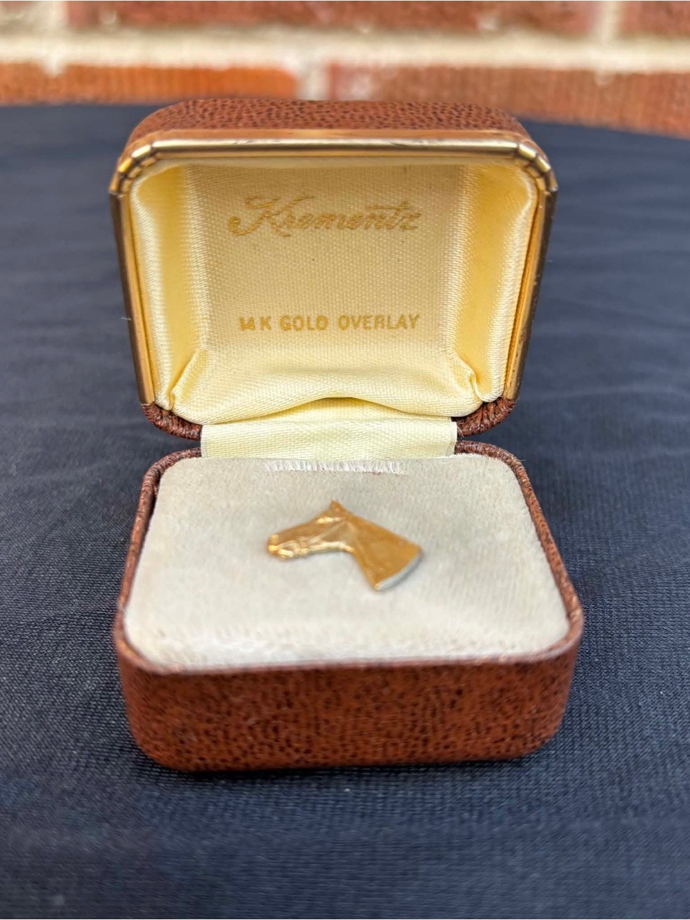 Vintage Krementz Men's Tie Pin 14K Gold Overlay in original box